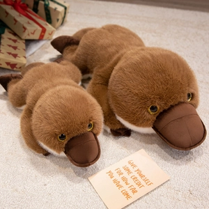 Platypus Plush Toy Simulation Stuffed Animal Doll Long Fur Soft Cuddle Pillow Home Decor Gift For Kids