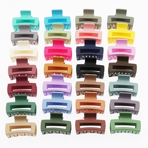 Matte hollow square hair claw clips in assorted macaron colors for women