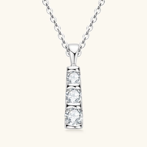 Elegant S925 sterling silver necklace featuring three stones vertical pendant design