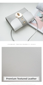 Detail of premium lychee textured leather and golden twist-lock on small crossbody bag