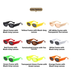 Grid view showing nine diverse color options for vintage oval frame sunglasses