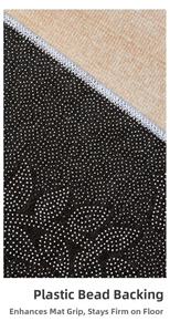 Detail of anti-slip rubber dot backing on American vintage living room rug