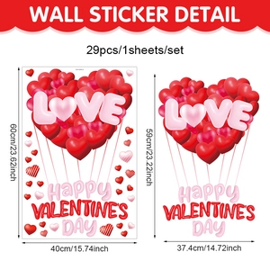 Valentine's Day heart balloon wall sticker set with Love text decoration 29pcs