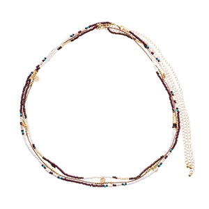 3-piece bohemian glass bead waist chain set with sequins and turquoise details