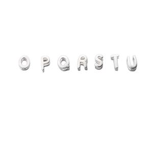 S925 sterling silver alphabet beads O-U for DIY jewelry making on white background