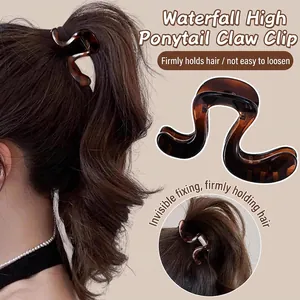 S-Shape Wave Hair Claw Clip Acrylic Resin Ponytail Holder Nonslip Shark Hairpin Styling Accessories For Women Girls
