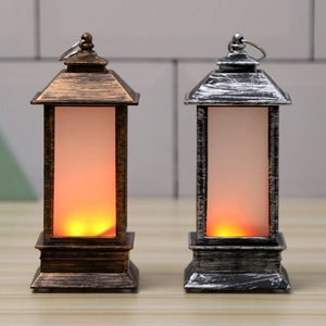 Vintage LED Christmas lanterns with antique bronze and silver finish and warm flame light
