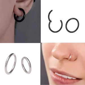 F136 titanium hinged segment ring for ear and nose piercing in black and silver finishes