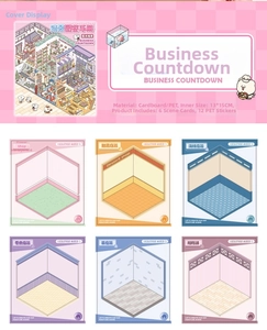 Detail view of 6 miniature scene cardstock themes with PET stickers for DIY scrapbooking