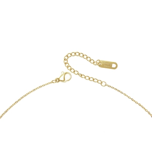 Gold stainless steel emerald necklace featuring a lobster clasp and extension chain detail