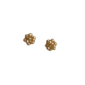 Elegant gold flower pearl earrings with crystals for women in a vintage cluster design
