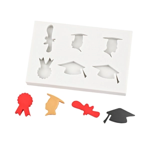 Stampo in silicone per laurea con cappelli da dottore, rotoli e medaglie