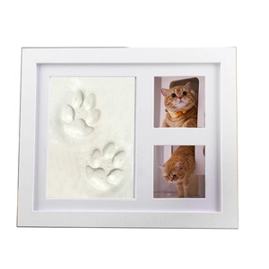 White wooden pet paw print frame kit for DIY baby footprints and commemorative photos