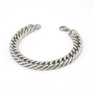 Men Stainless Steel Cuban Chain Bracelet Punk Hip Hop Fashion Thick Link Jewelry With Lobster Clasp