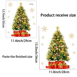 Adesivo murale con albero di Natale e fiocchi dorati con dimensioni del foglio 35x29cm