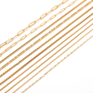 Various 18k gold plated stainless steel DIY chains including figaro and snake styles