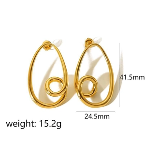 Minimalist 18k gold plated geometric irregular spiral earrings with dimensions and weight