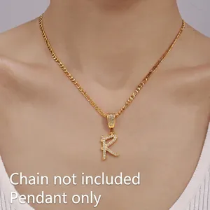 Chic 18k gold plated letter R pendant with micro-pave zircons for DIY jewelry
