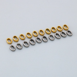 Detailed view of 18 gold and silver stainless steel oval pinch bails for necklace DIY
