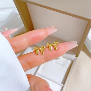 Vintage Bowknot Stud Earrings Titanium Steel Minimalist Chic Banquet Elegant Jewelry For Women And Men