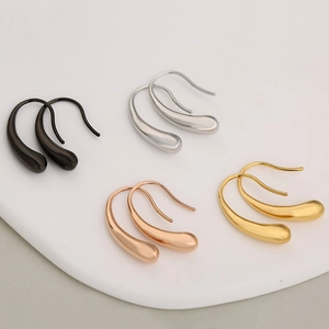 Minimalist Teardrop Drop Earrings Stainless Steel Water Drop Hook Earrings Polished French Retro Elegant Style For Women