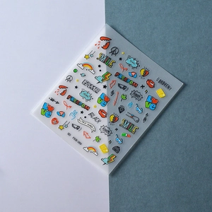 5D embossed nail stickers FEB-389 with creative graffiti lips and heart art design