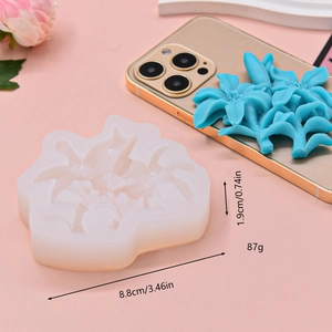 Detail view of 3.46in lily flower silicone mold for DIY resin crafts and candle making
