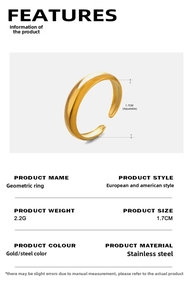 Detail view of adjustable geometric stainless steel ring with 2.2g weight specification