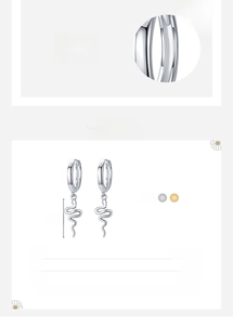 Détails des boucles d'oreilles serpent en argent 925 avec taille 13mm et poids 1,55g