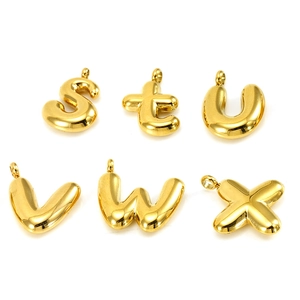 Polished gold bubble initial pendants set featuring letters S to X for DIY necklaces