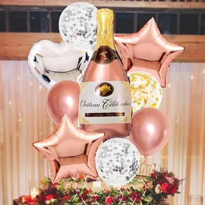 Rose gold champagne bottle balloon set for wedding and birthday party venue decoration