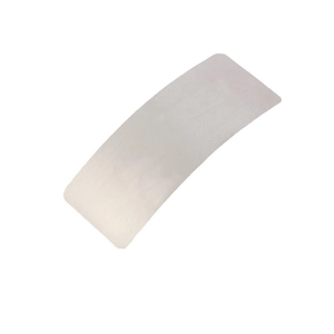 Sleek silver rectangular metal hair clip with a curved brushed finish and minimalist design