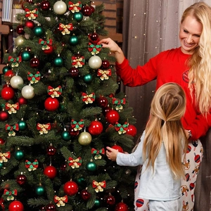 Lazos decorativos para árbol de Navidad con cascabeles dorados para el hogar