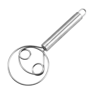 Danish dough whisk made of stainless steel with ergonomic handle for kitchen baking