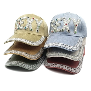 Casquette De Baseball Suédine Künstliche Perle Strass Sexy Lettre Mode Ajustable Luxe Chapeau De Soleil Femmes Streetwear