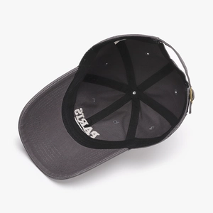 Dark grey baseball cap with Paris embroidery and adjustable metal buckle closure