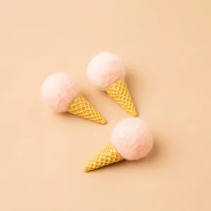 Pink wool felt ice cream ornaments for Christmas tree DIY decor with realistic cones
