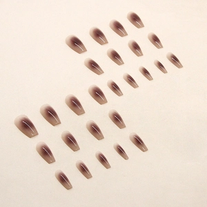 Nude and dusty rose gradient ballerina press-on nails set with 26 pieces