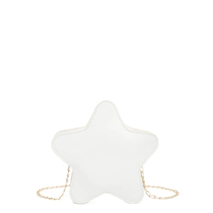 Chic white star-shaped crossbody bag with gold chain strap for women in 2025 fashion style