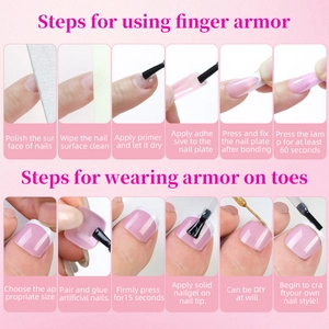 Set de 144 uñas postizas para manos y pies con guía de curado por lámpara UV