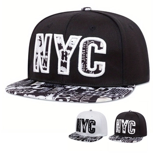Snapback Hat NYC Embroidery Graffiti Print Flat Brim Streetwear Hip Hop Headwear Fashion Adjustable Cap