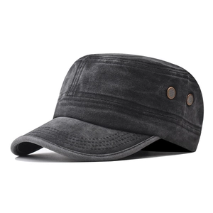Military-Cap Herren Gewaschene Baumwolle Flache Kappe Verstellbar Vintage Distressed Outdoor Sonnenschutz Atmungsaktiv