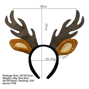 Detailed dimensions of reindeer antler headband showing 30cm height and 10.5cm width