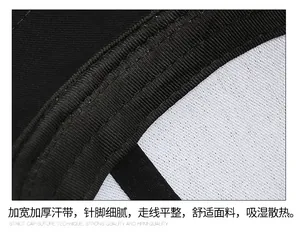 Detail of widened sweatband and breathable mesh lining inside the baseball cap