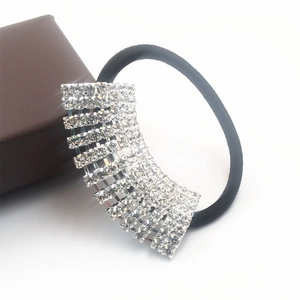 Glitzerndes Strass Elastisches Haargummi Versilberter Pferdeschwanzhalter Hochdehnbares Haarseil Für Frauen