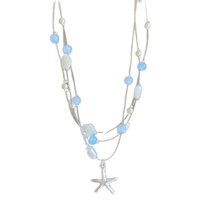 Collier multicouche étoile de mer coquillage et perles pour style de vacances