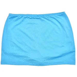 Detailed flat lay of light blue ribbed knit tube top with textured fabric finish