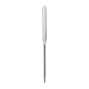 Minimalist stainless steel makeup foundation spatula with a sleek silver metallic finish