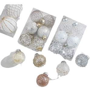 Christmas ball ornament set featuring glitter hollow and painted finishes in diverse tones