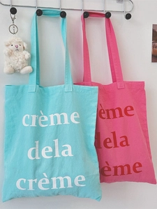 Canvas Tote Bag Französischer Buchstabendruck Große Kapazität Lässige Leichte Schultertasche Für Damen